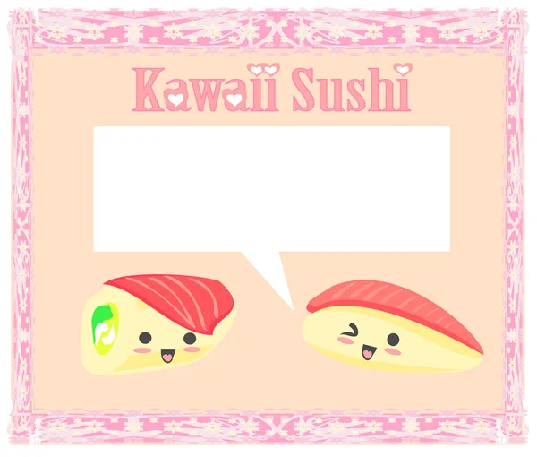 Cute sushi cartoon illustration card — ストック写真