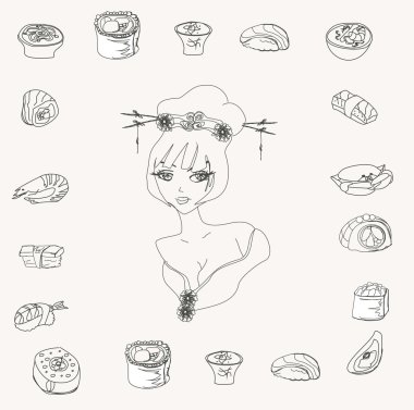 Sushi doodle seti