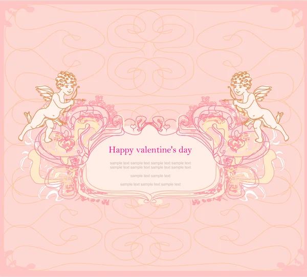 Cartão de Dia dos Namorados feliz com cupido — Fotografia de Stock