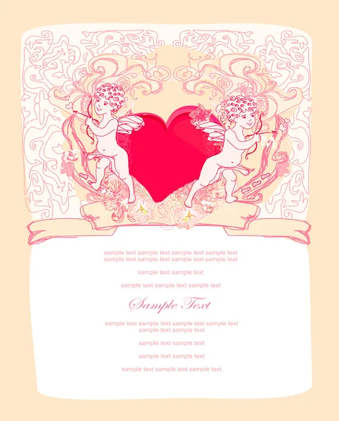 Bonne carte de Saint-Valentin avec Cupidon — Photo
