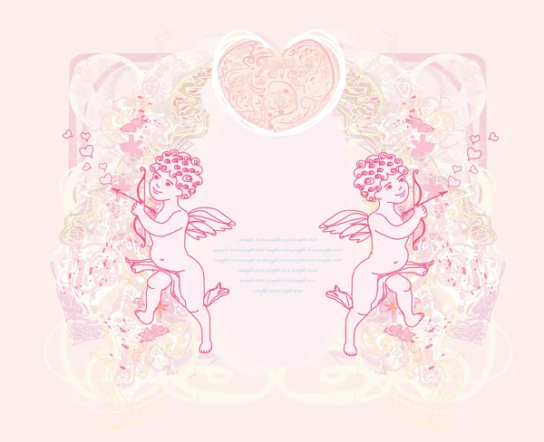 Feliz tarjeta de San Valentín con Cupido —  Fotos de Stock