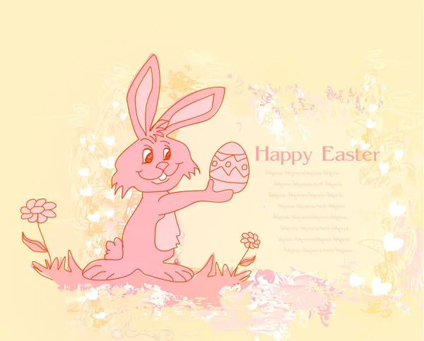 Illustration of happy Easter bunny carrying egg — Stock Photo, Image