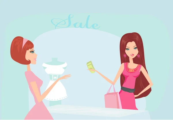 Mode flicka Shopping illustration — Stockfoto