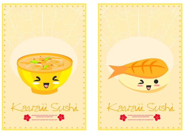 Cute sushi cartoon illustration card — ストック写真