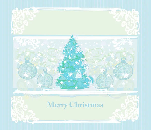 Blauwe kerstboom kaart — Stockfoto