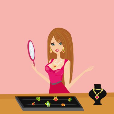 Girl and jewellerys clipart