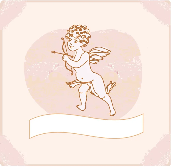Feliz tarjeta de San Valentín con Cupido — Foto de Stock