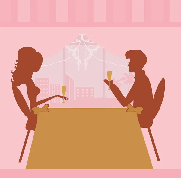 Jovem casal flertar e beber champanhe — Fotografia de Stock