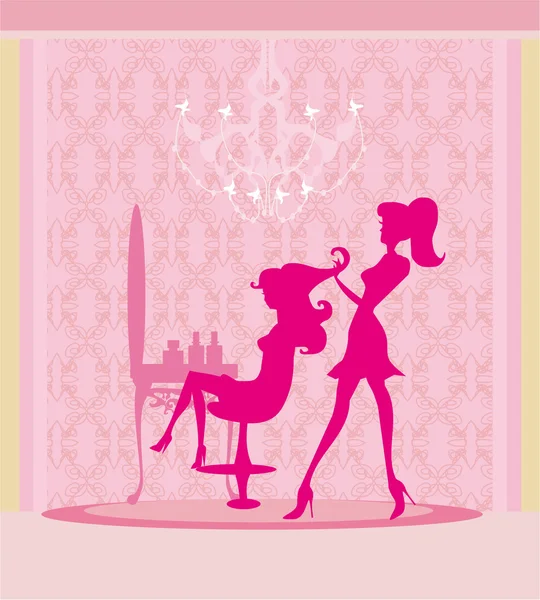 Ilustração da mulher bonita no salão de cabeleireiro — Fotografia de Stock