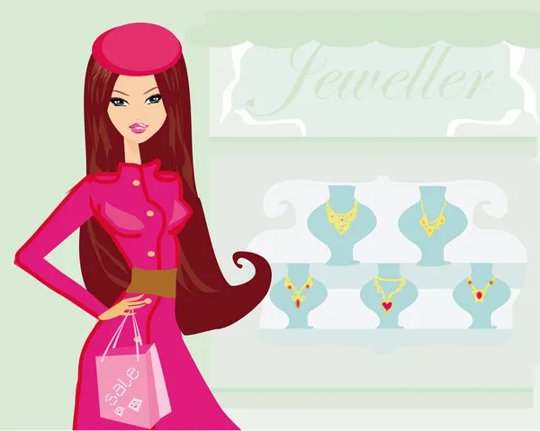 Girl and jewellerys — Stock Photo, Image