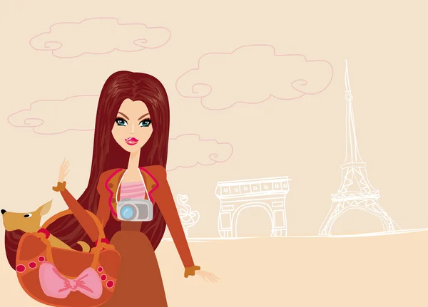 Piękne kobiety Zakupy w Paryżu karty — Zdjęcie stockowe