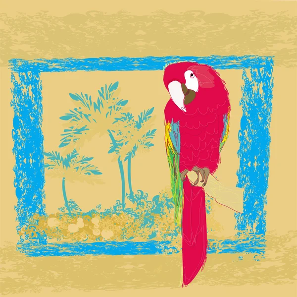 Színes papagájmadár üldögél a parton. — Stock Fotó