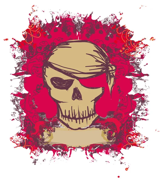Skull Pirate - cartão retro — Fotografia de Stock