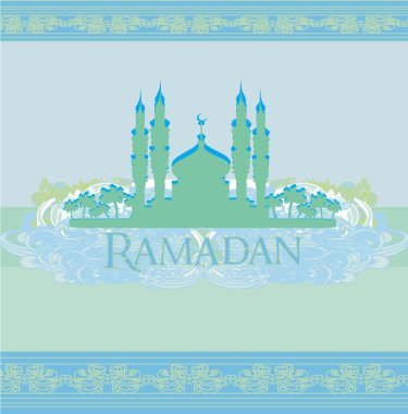 Ramadan background - mosque silhouette card