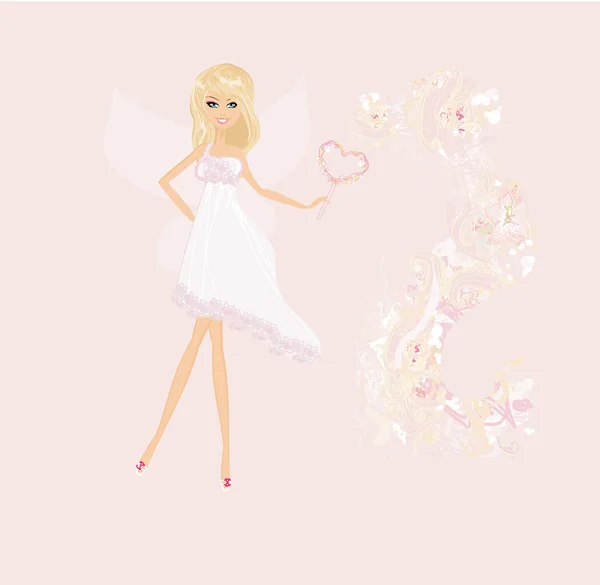美しい妖精と花の背景 — ストック写真