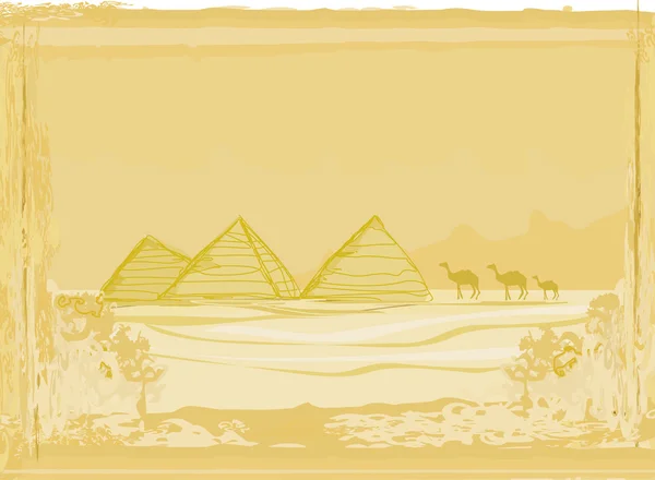 Vecchia carta con piramidi giza — Foto Stock