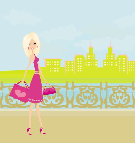 Mode Mädchen Shopping Illustration — Stockfoto