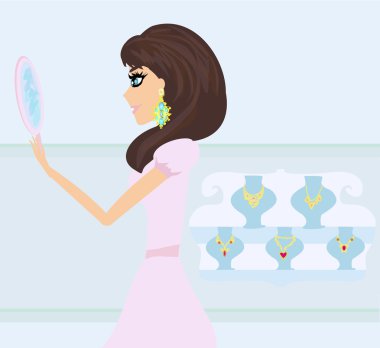 Girl and jewellerys clipart