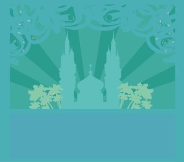 Ramadan background - mosque silhouette card