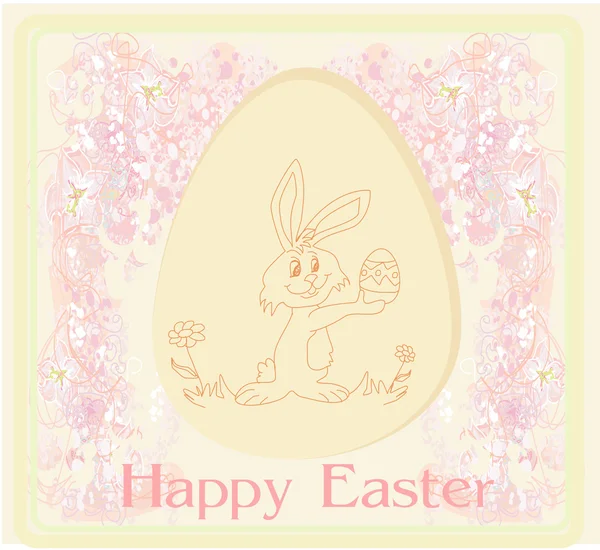 Ilustración de feliz conejito de Pascua llevando huevo — Foto de Stock