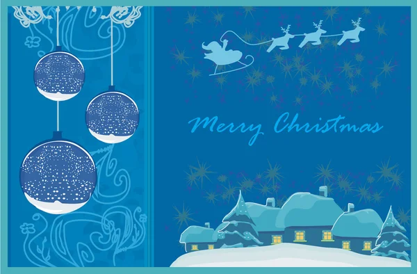 Happy New Year card with Santa and winter landscape — стоковое фото