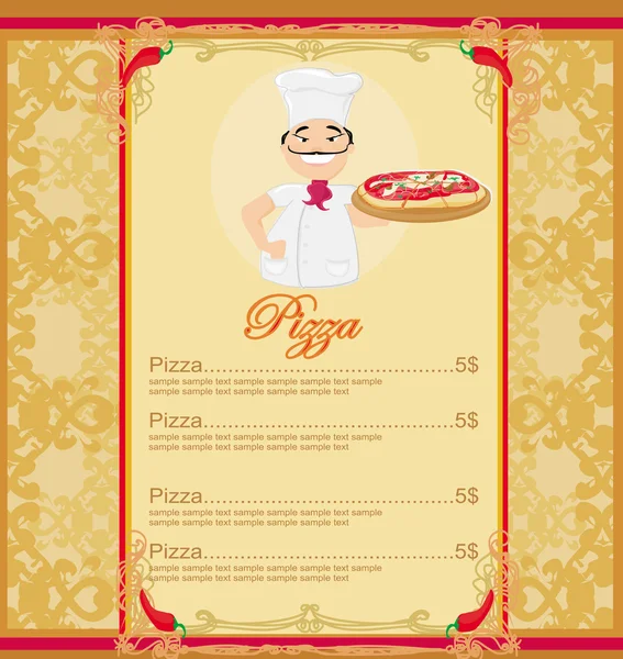 披萨菜单模板 — 图库照片