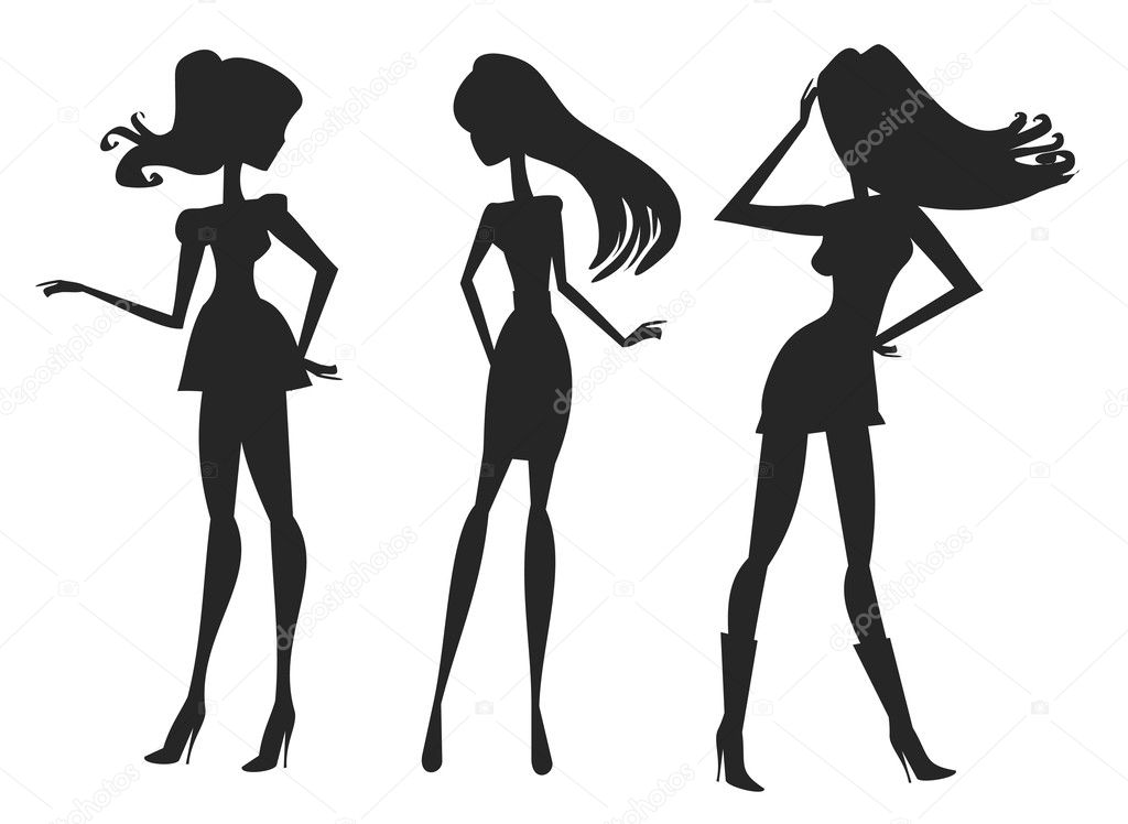  fashion shopping girls silhouettes