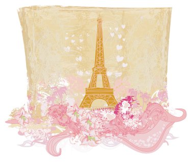 Vintage retro Eiffel card clipart