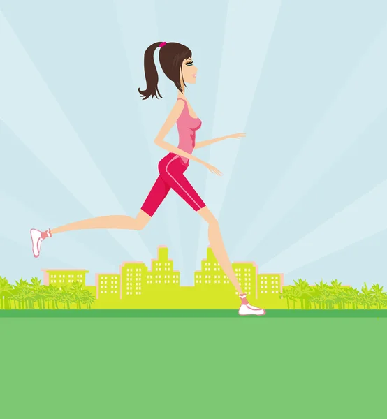 Jogging girl in summer — Stock Photo, Image