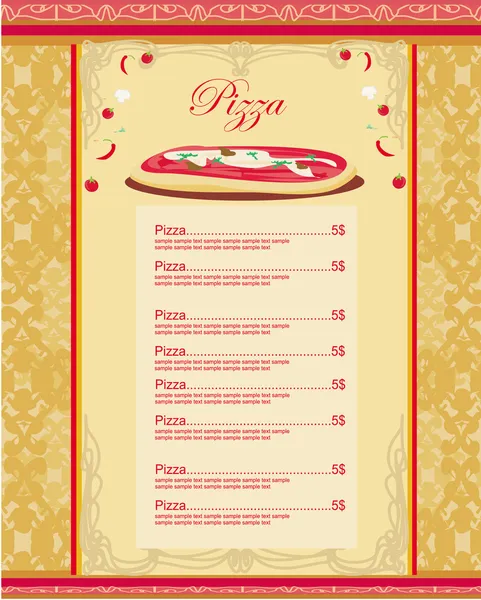 Pizza menü şablonun — Stok fotoğraf