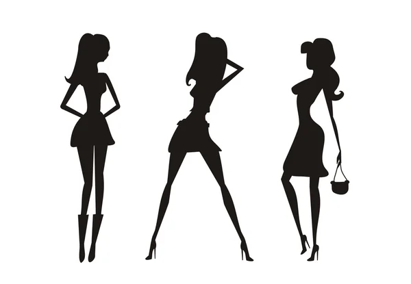 Fashion shopping girls silhouettes — Stock Photo, Image