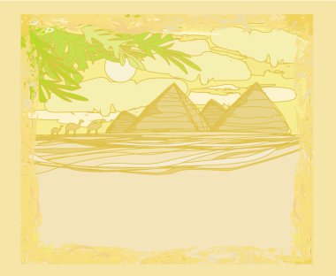 Old paper with pyramids giza clipart