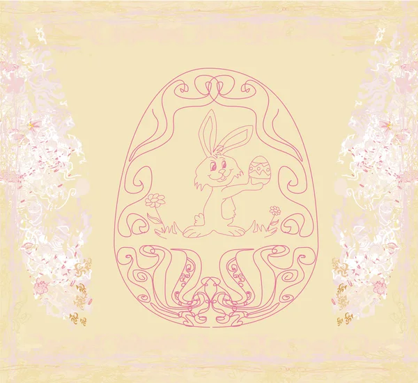 Ilustrace šťastného velikonočního zajíčka nesoucího vejce — Stock fotografie