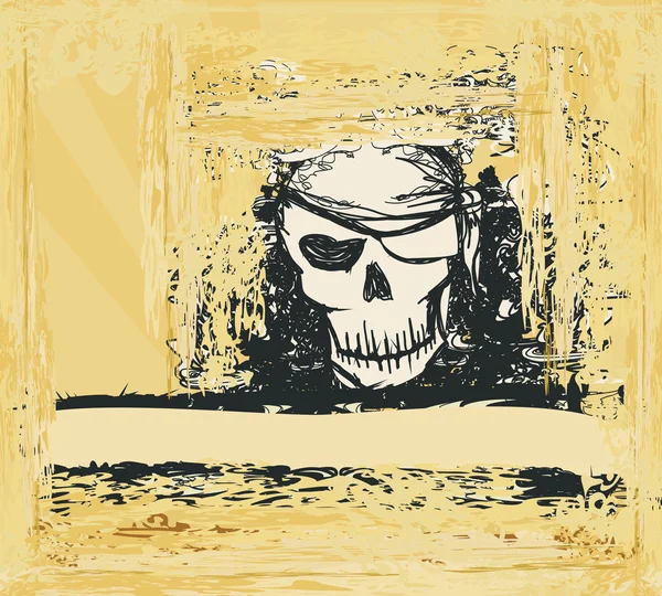 Skull Pirate - cartão retro — Fotografia de Stock