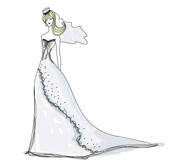 stock image Beautiful bride - doodle illustration