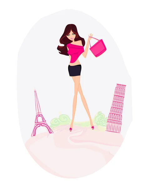 Beautiful women Shopping in France and Italy — Stock Photo, Image