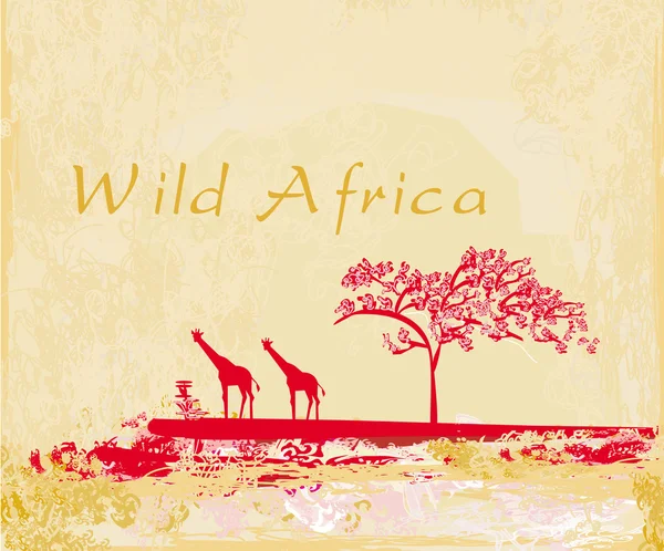 Grunge background with African fauna and flora — Stock Photo, Image