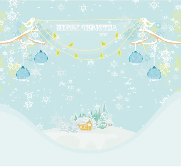 Kerstavond in de dorpskaart — Stockfoto