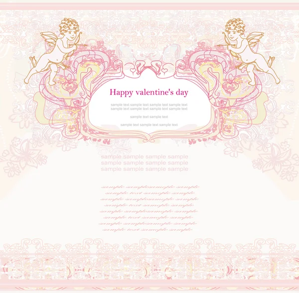 キューピッドと幸せのバレンタイン カード — ストック写真