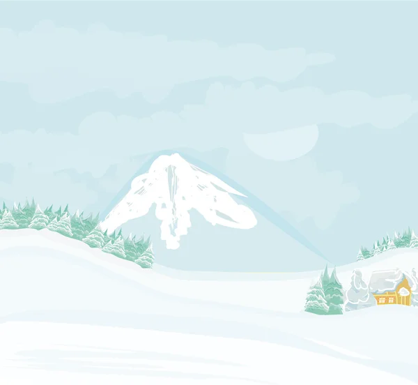 Winter in de dorpskaart — Stockfoto