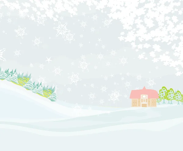 Inverno no cartão da aldeia — Fotografia de Stock