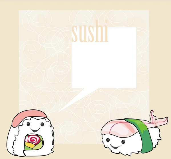 Cute sushi cartoon illustration card — ストック写真