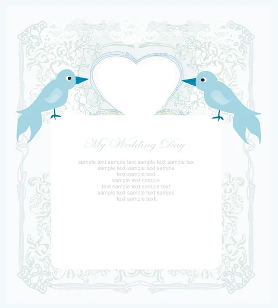 Alla hjärtans dag gratulationskort med 2 söta kärleksfåglar — Stockfoto