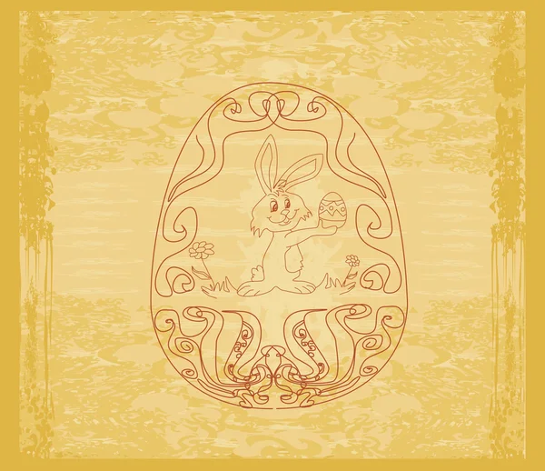 Ilustración de feliz conejito de Pascua llevando huevo —  Fotos de Stock