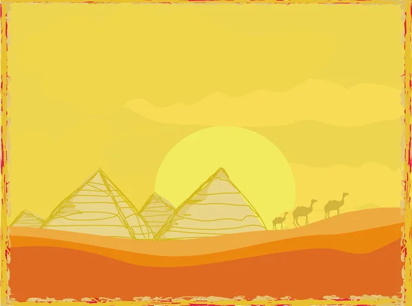Piramitler giza ile eski kağıt — Stok fotoğraf