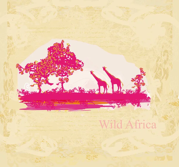 Grunge achtergrond met Afrikaanse fauna en flora — Stockfoto
