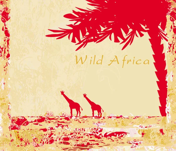 Grunge bakgrund med afrikansk fauna och flora — Stockfoto