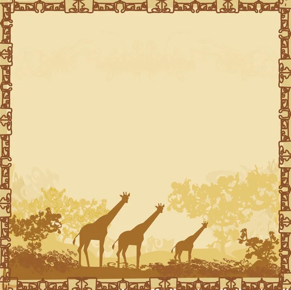 Grunge background with African fauna and flora — Stock Photo, Image