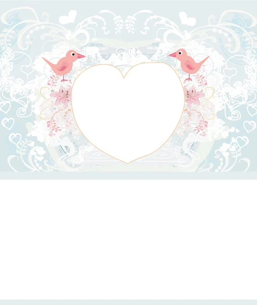 情人节贺卡，里面有两只甜蜜的爱情鸟 — 图库照片