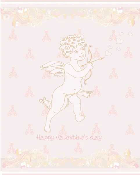 Happy Valentijnsdag kaart met cupid — Stockfoto